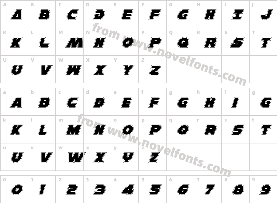 Han Solo Academy ItalicCharacter Map