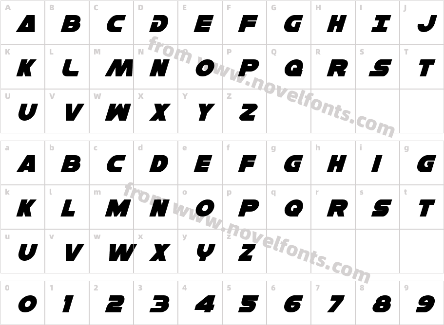 Han Solo ItalicCharacter Map