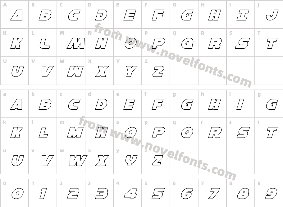 Han Solo Outline ItalicCharacter Map