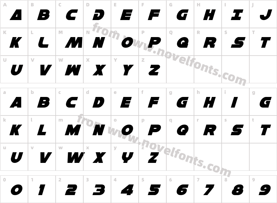 Han Solo Overlap ItalicCharacter Map