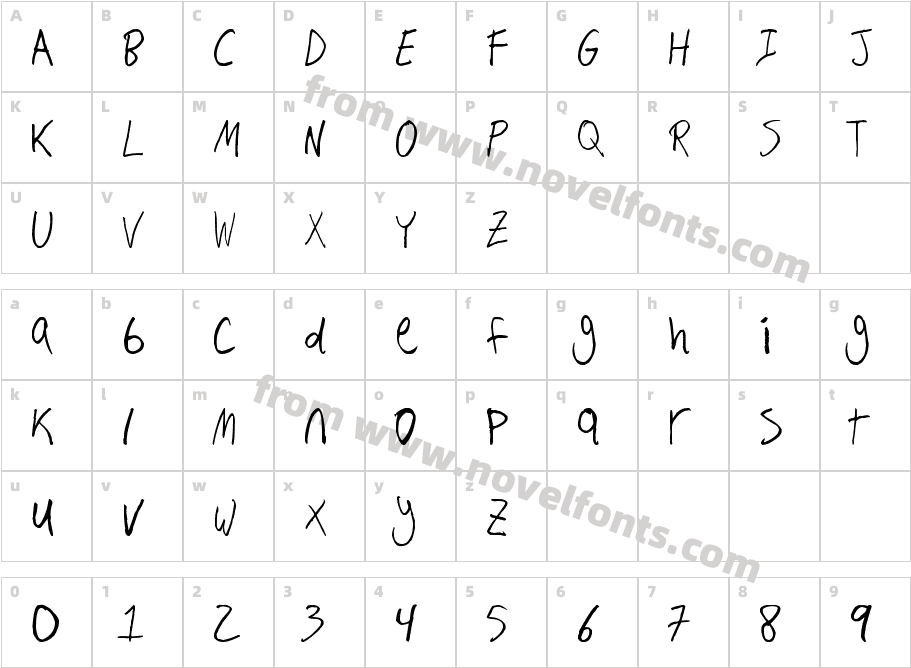 Hand WritingCharacter Map