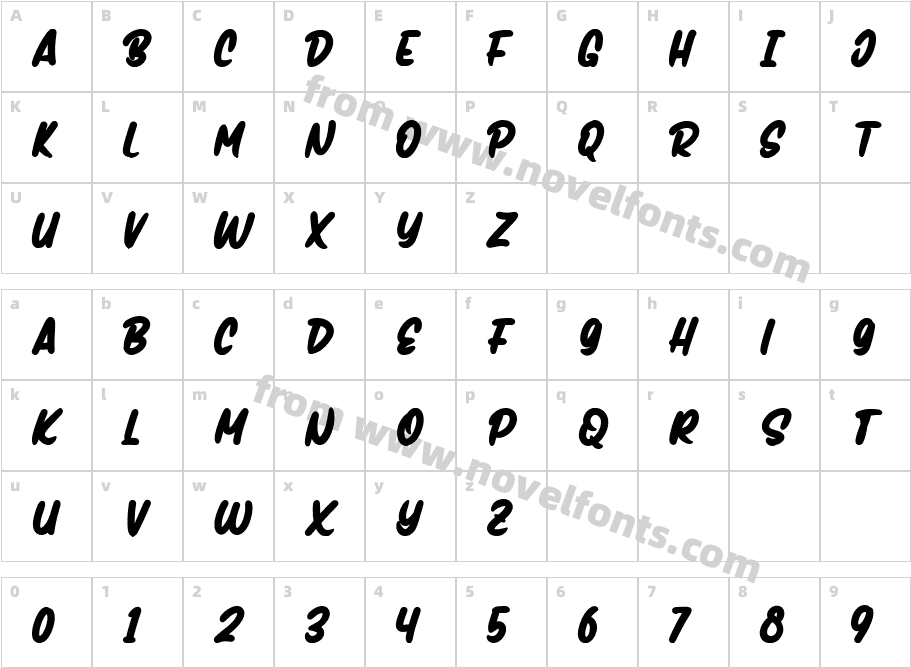 Handmix BoldCharacter Map