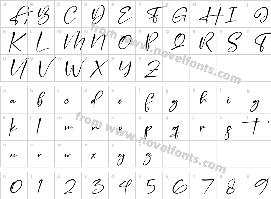 Handscript Signature ItalicCharacter Map