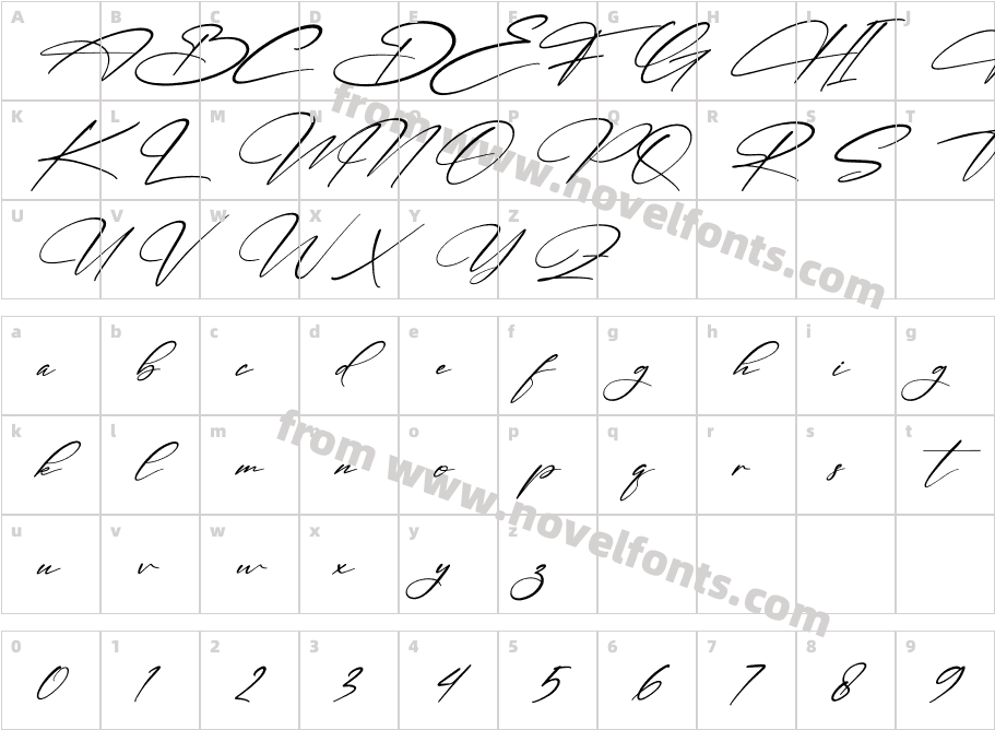 Handsmith ItalicCharacter Map
