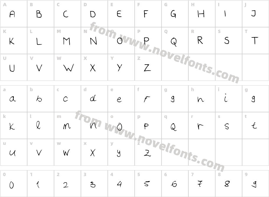 HandwriterCharacter Map