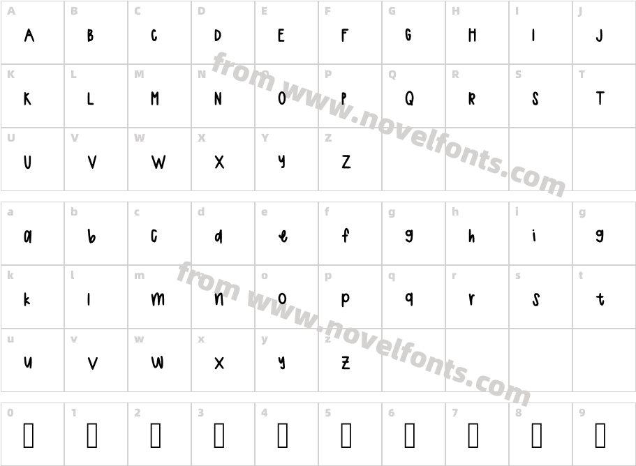 Hannahs HandwritingCharacter Map