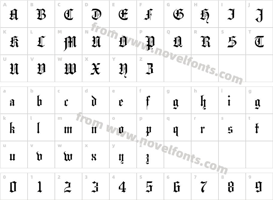 HansaGotischCharacter Map