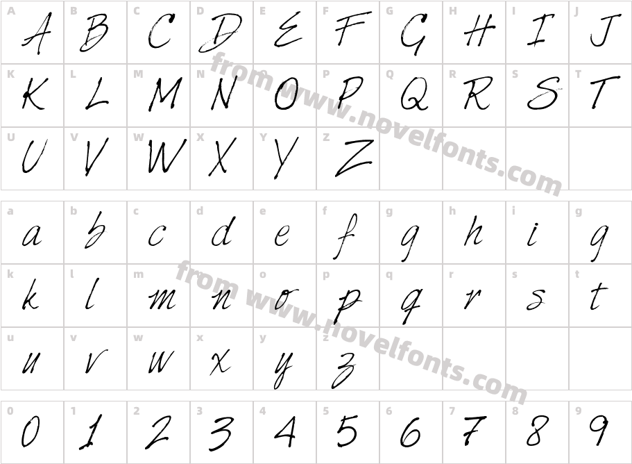 HarabaraHand ItalicCharacter Map