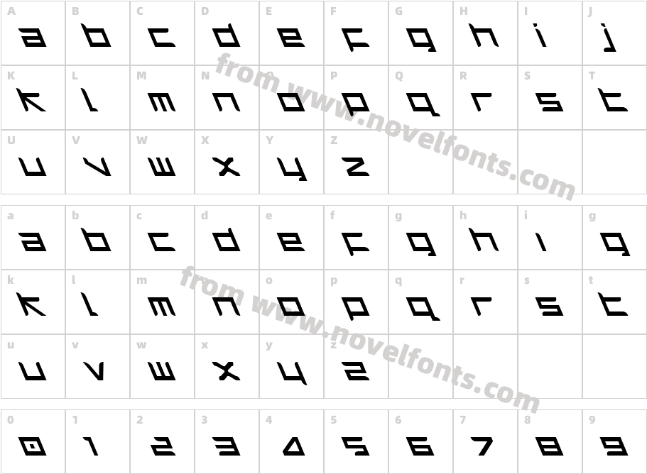 Harrier LeftalicCharacter Map