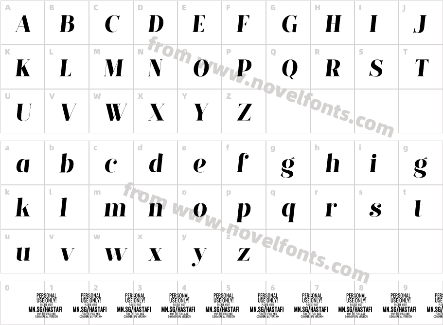 Hastafi Italic PERSONAL USE ONLY RegularCharacter Map