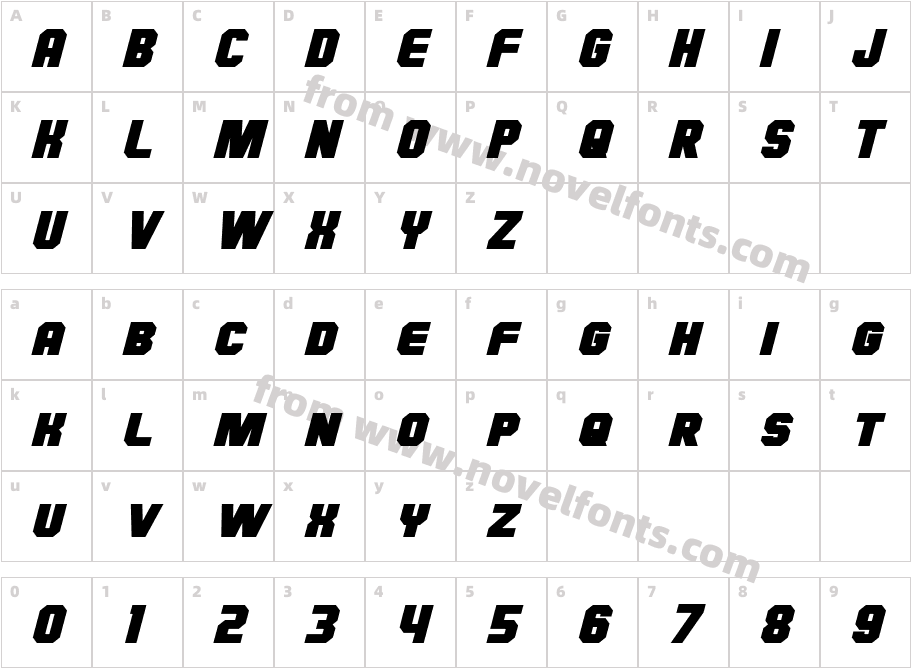 Hauser Bold ItalicCharacter Map