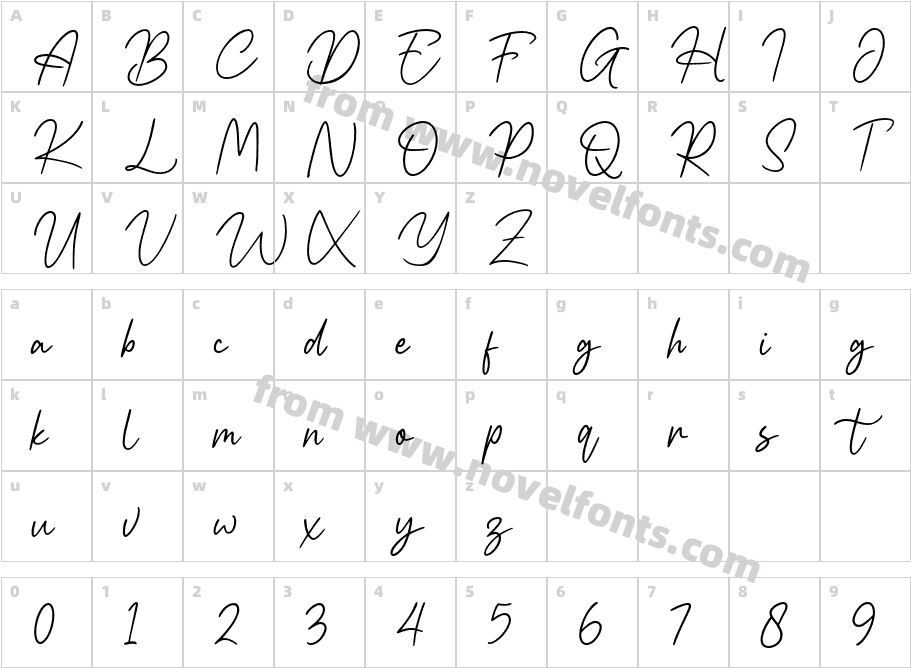 HavioletaHandwrittenFree-RegCharacter Map