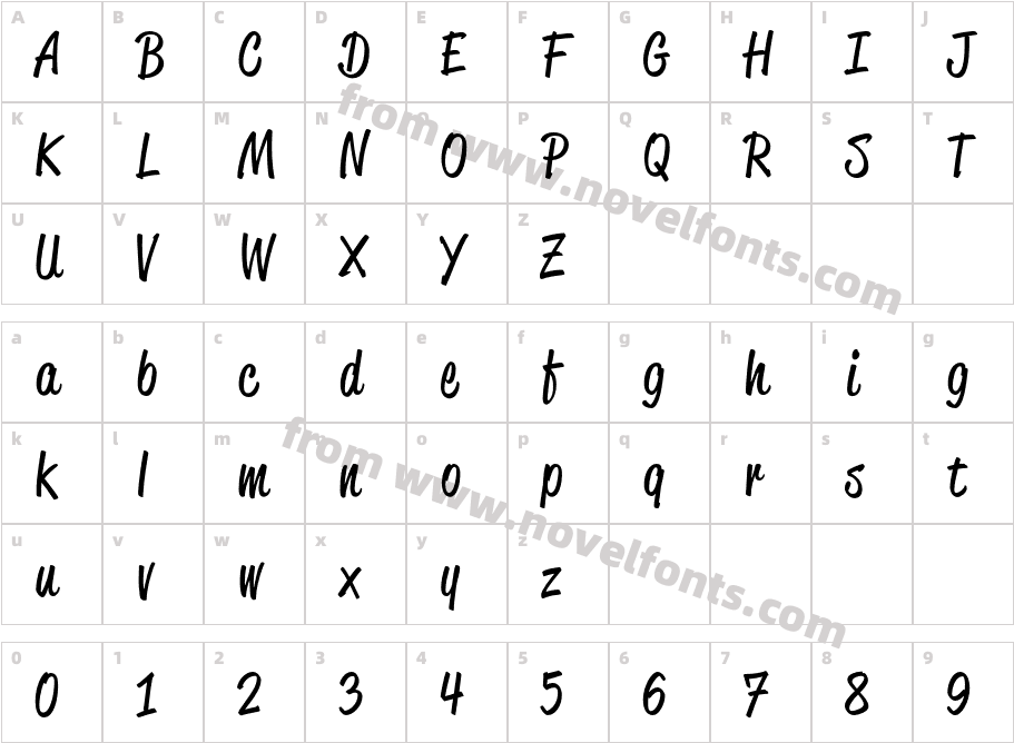 HvD Trial Reklame Script RegularCharacter Map