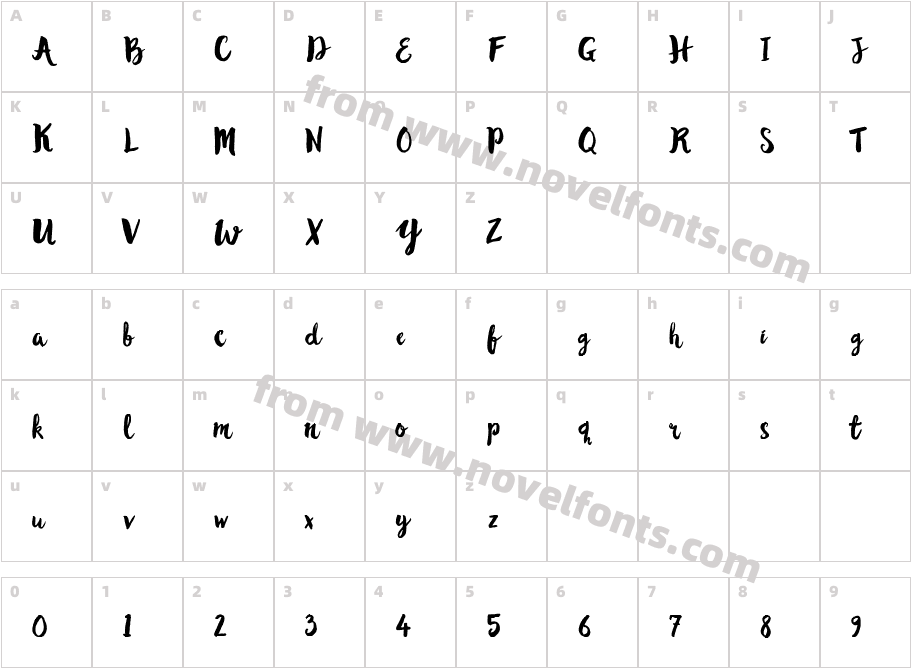 Hazelnut TypefaceCharacter Map