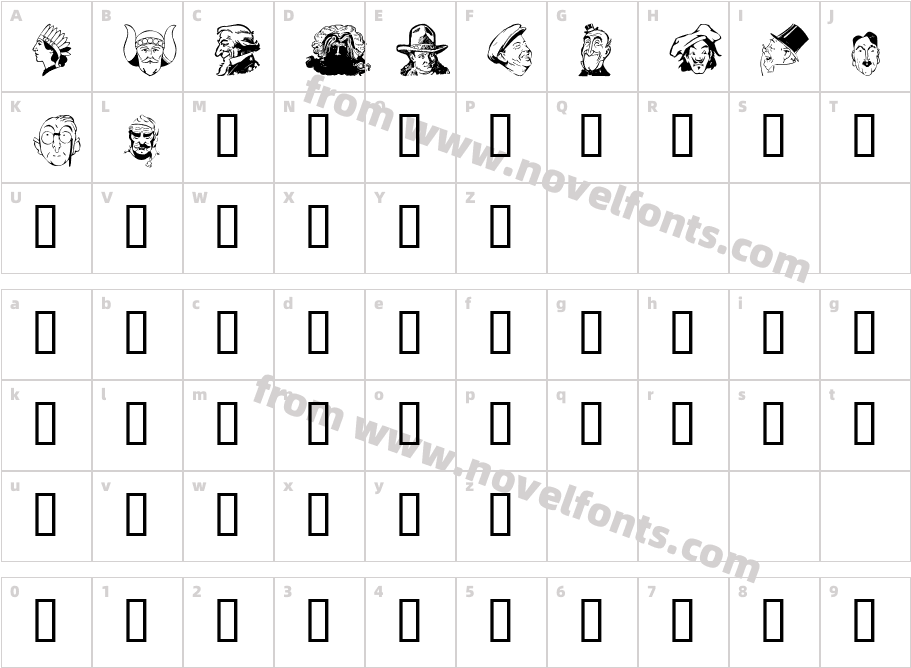 Heads 1Character Map