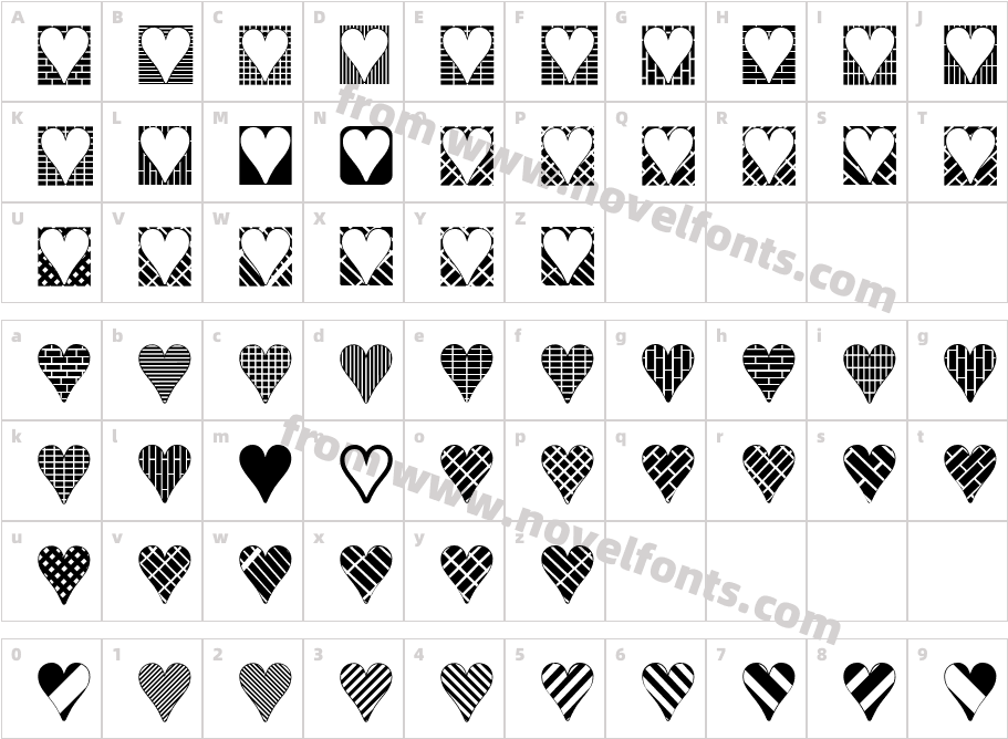 Heart Things 3Character Map