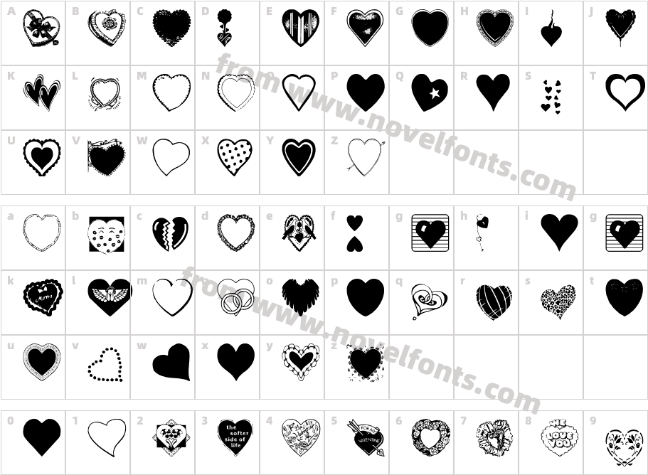 Hearts GaloreCharacter Map