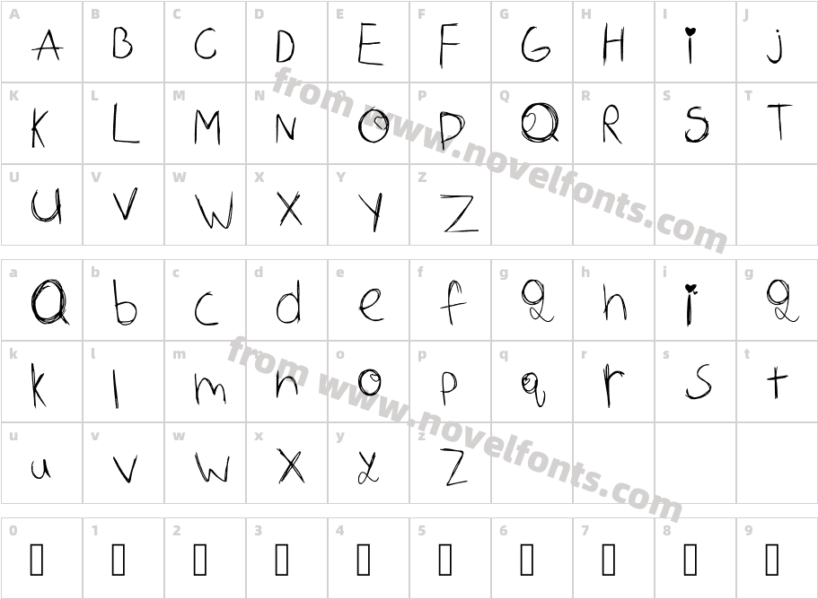 Heartys Font RegularCharacter Map