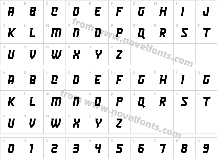 Heist-ItalicCharacter Map