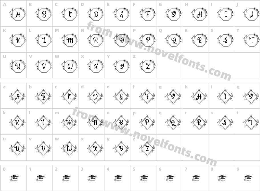 Heleny MonogramCharacter Map