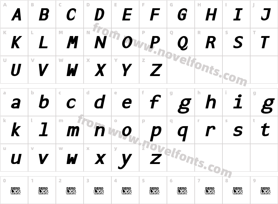 LJDS Sans Bold ItalicCharacter Map
