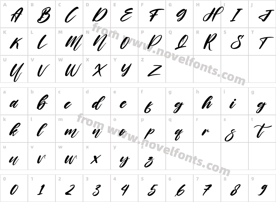 Helloria Abigail ItalicCharacter Map