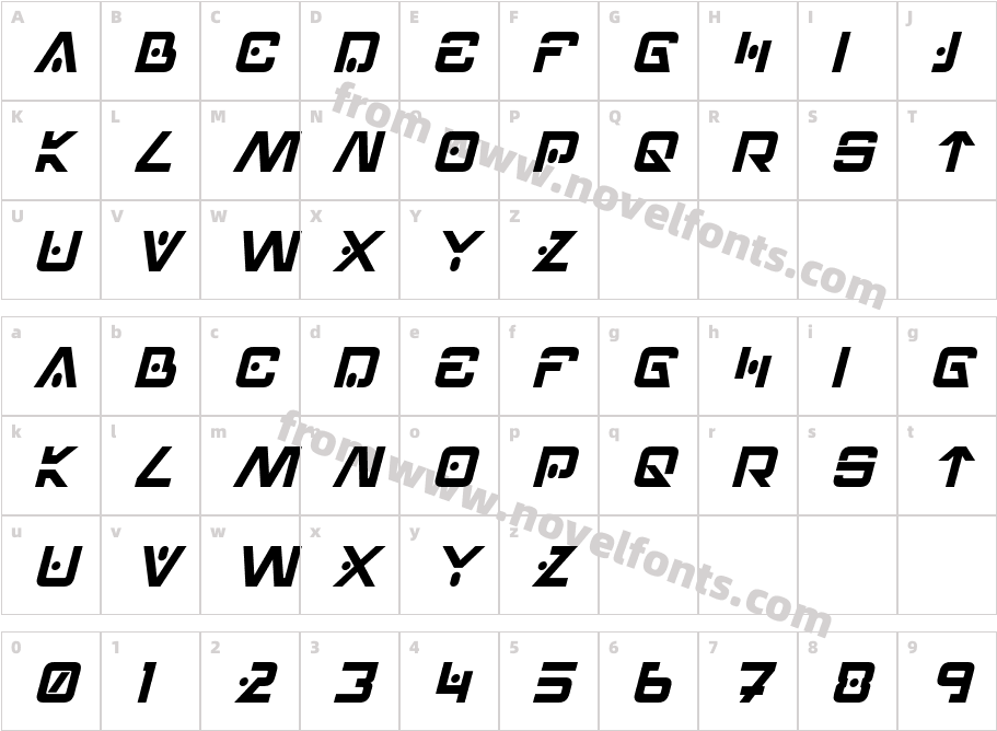 Hellpoint ItalicCharacter Map