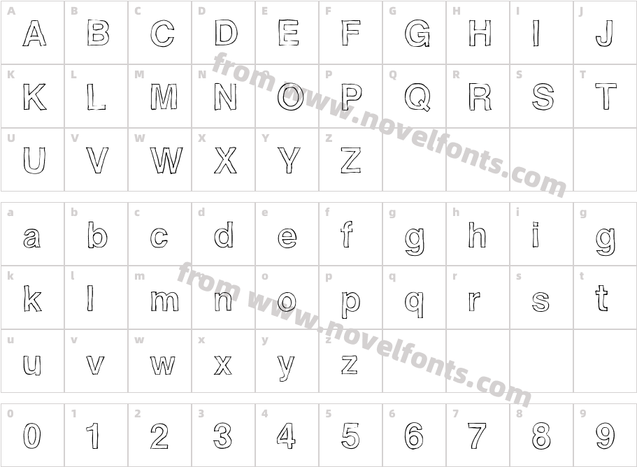 Helvetidoodle Outlines by Ed TCharacter Map