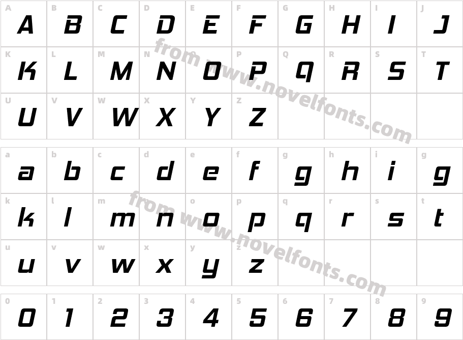 HemiHeadRg-BoldItalicCharacter Map