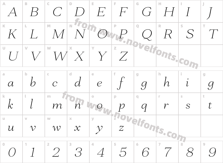 Mantonico Extra Light ItalicCharacter Map