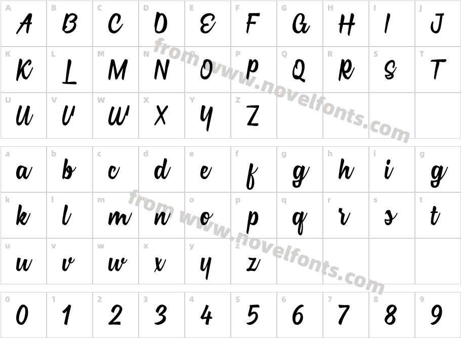 Marana RegularCharacter Map