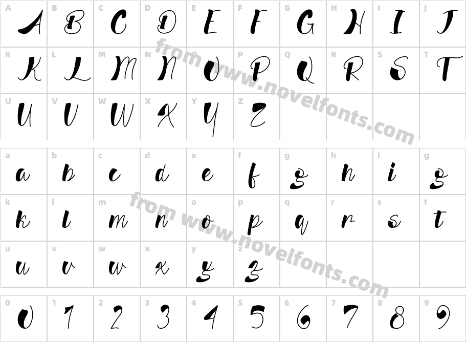 AlloeLineRegularCharacter Map