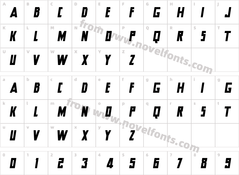 Hero ItalicCharacter Map