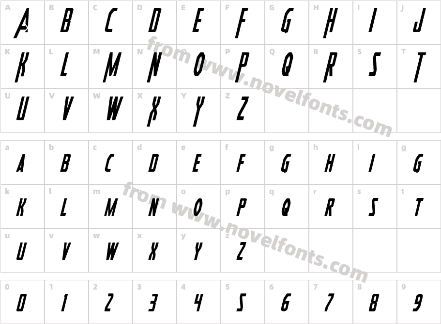 Heroes Assemble Condensed ItalicCharacter Map