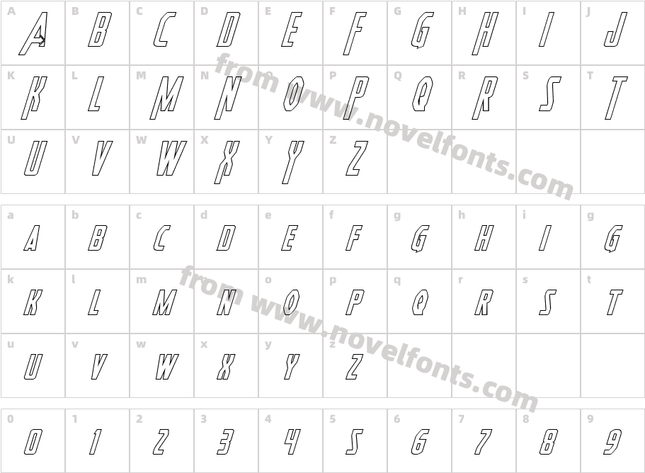 Heroes Assemble Outline ItalicCharacter Map