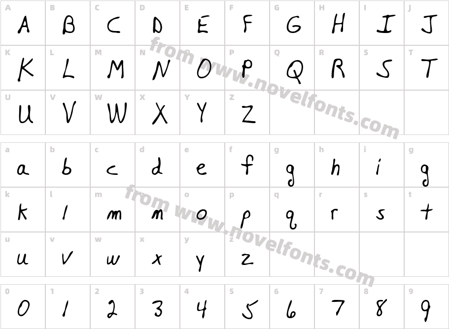 HershelsHand RegularCharacter Map