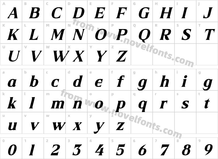 Merika ItalicCharacter Map
