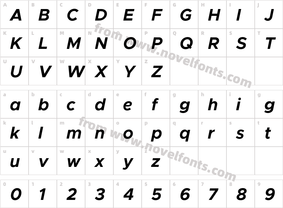 Metropolis Bold ItalicCharacter Map