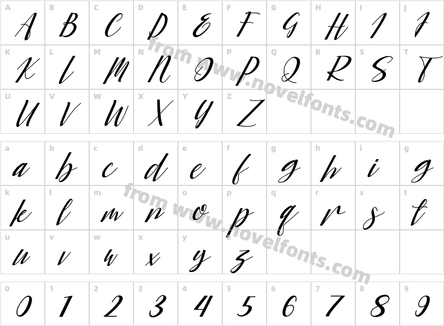 Mikailla ItalicCharacter Map