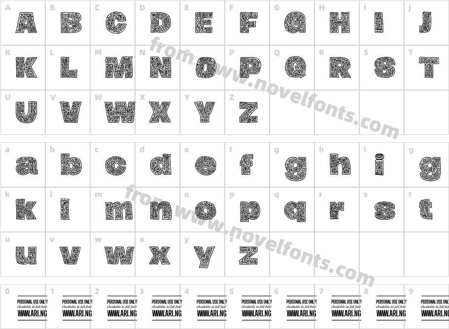 Hierograf PERSONAL USECharacter Map