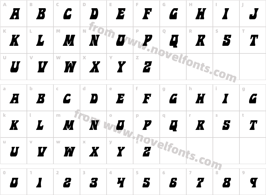 Hip Pocket Condensed ItalicCharacter Map