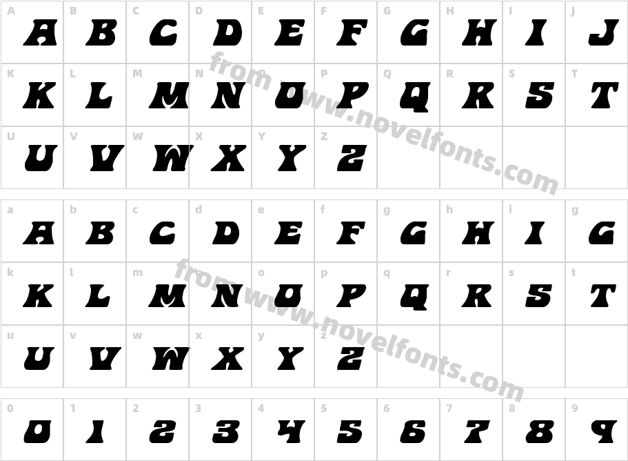 Hip Pocket Expanded ItalicCharacter Map