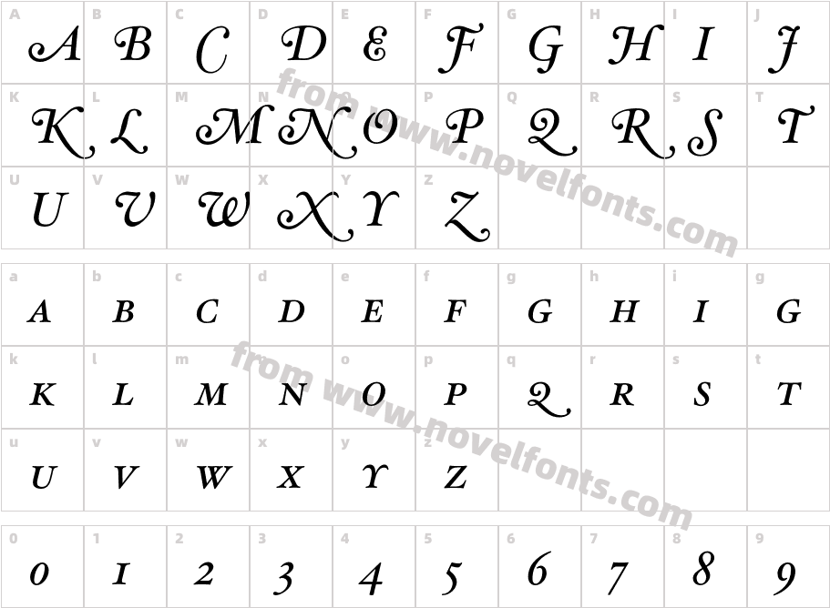 HoeflerText-Italic-SwashSCCharacter Map