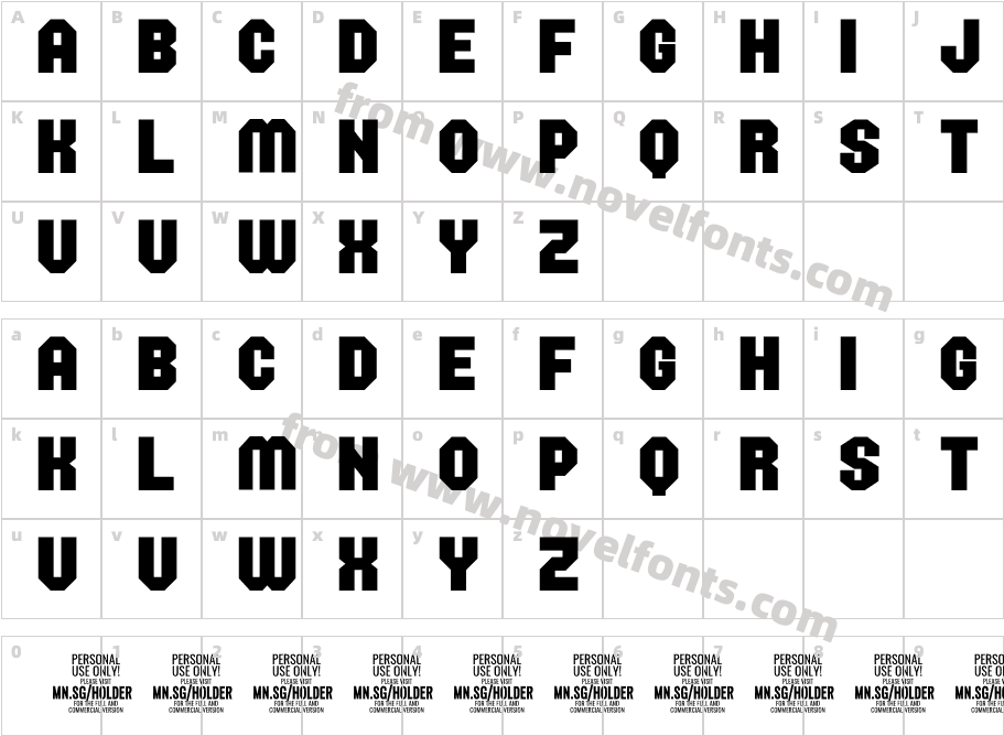 Holder Bold PERSONAL USE ONLYCharacter Map