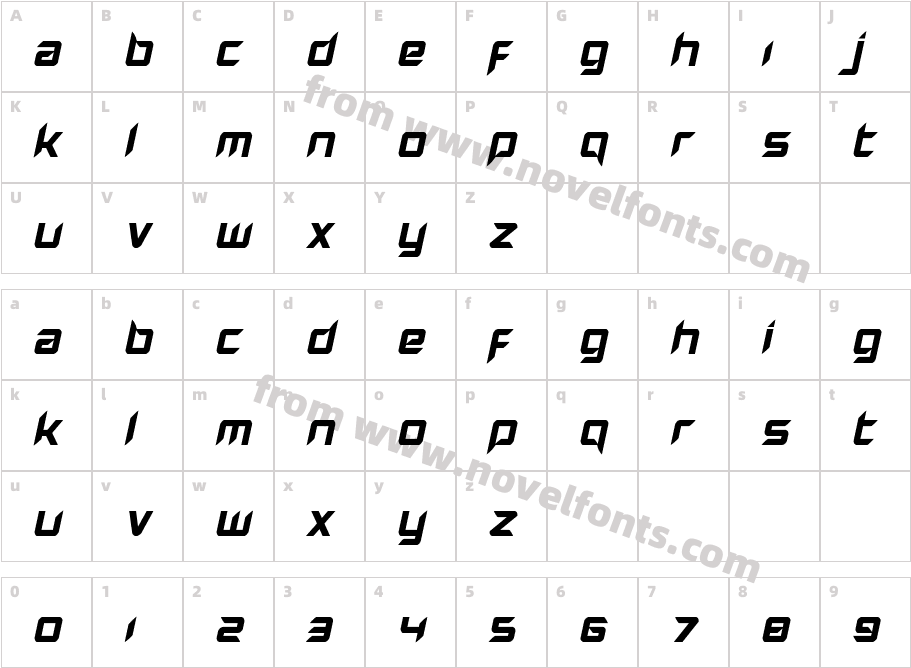 Hollow Point ItalicCharacter Map