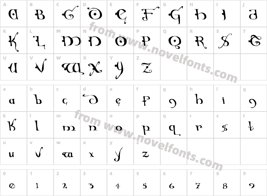 Holly Jingle Solid LeftalicCharacter Map