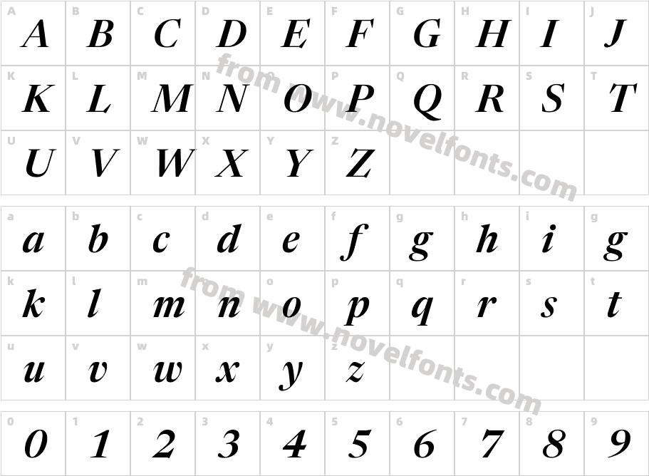 Newsreader Display Semibold ItalicCharacter Map