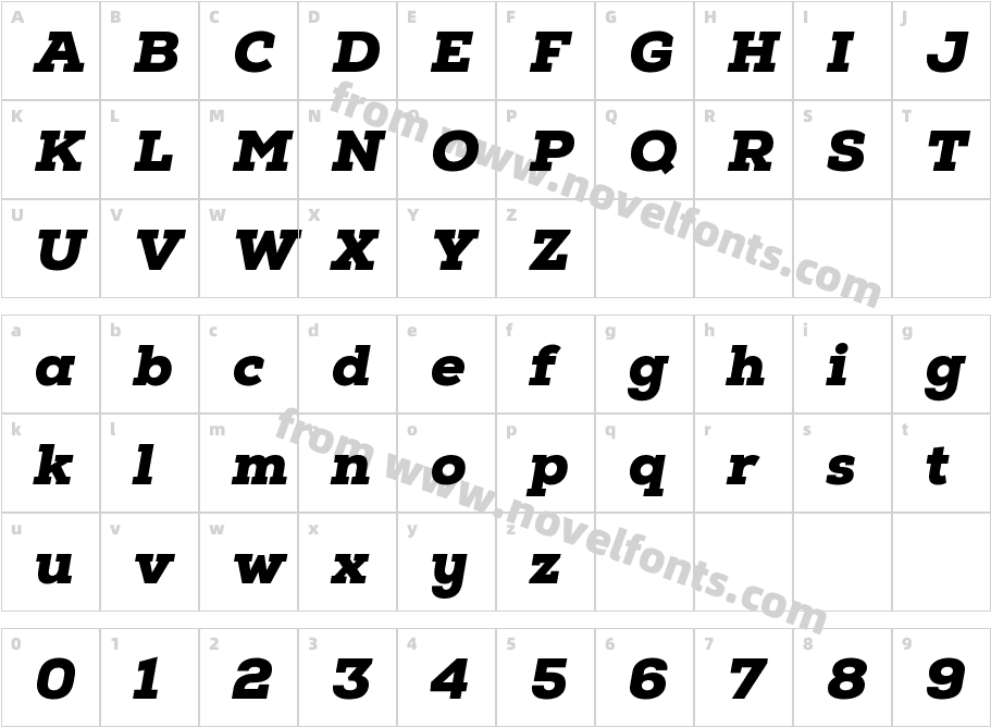 Nexa Slab Trial Black ObliqueCharacter Map