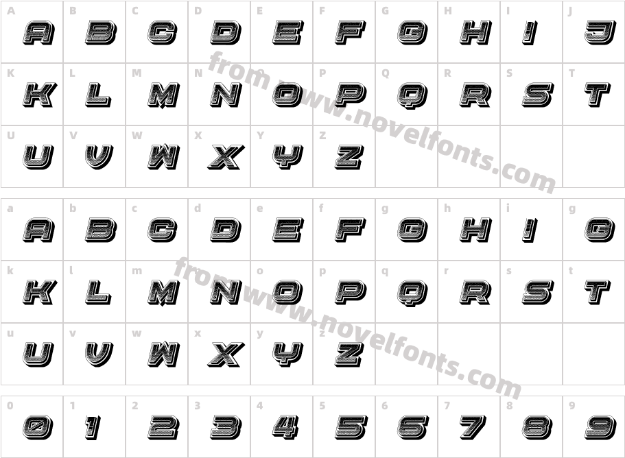 Homme RegularCharacter Map