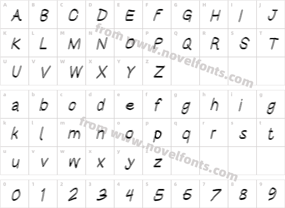 HoneyBee Blur ItalicCharacter Map